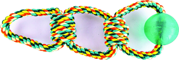 Play On Dog Toy 3 Loop Rope with TPR Ball