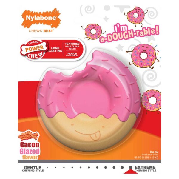 Nylabone Donut Dog Toy Bacon Glazed Pink, Medium