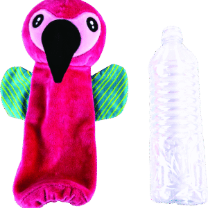 Play On Dog Toy Plush Bottle Crunch Flamingo