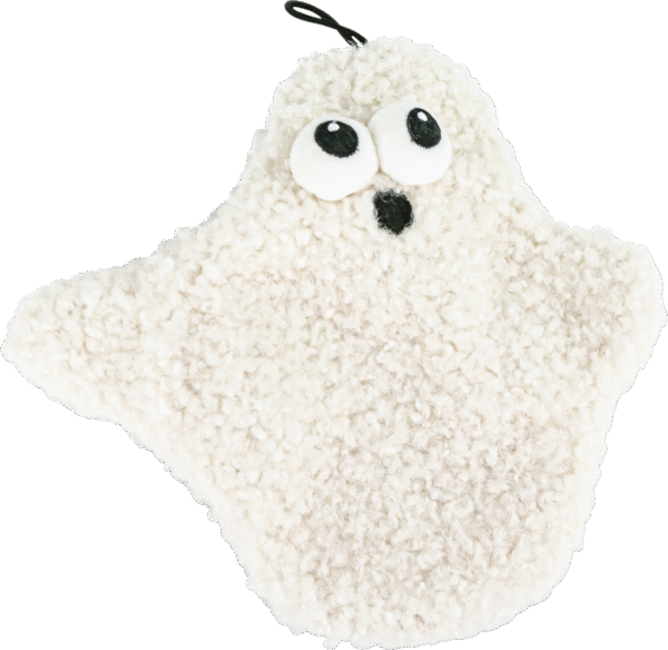 Play On Halloween Crinkle Flattie Ghost Dog Toy