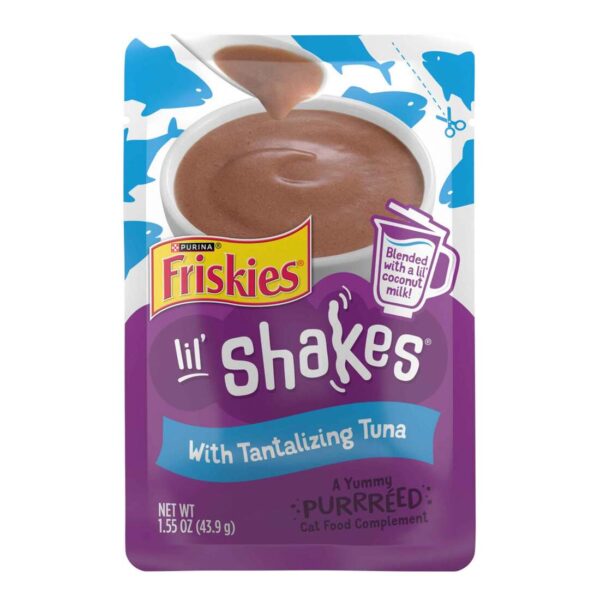 Purina Friskies Pureed Cat Food Topper, Lil? Shakes With Tantalizing Tuna Lickable Cat Treats - 1.55