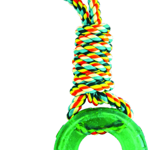 Play On Dog Toy Rope Pull with TPR Tire