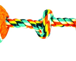 Play On Dog Toy Rope 1 Knot with 2 Tennis Balls, Medium
