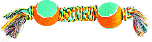 Play On Dog Toy Rope Tug with 2 Tennis Balls