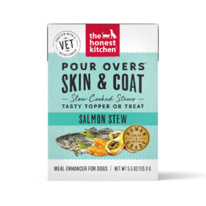 The Honest Kitchen Dog Food Pour Over Skin & Coat Dog Food Topper or Treat, Salmon Stew, 5.5 Ounces