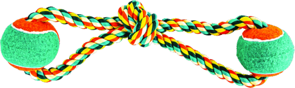 Play On Dog Toy Wishbone Rope with 2 Tennis Balls